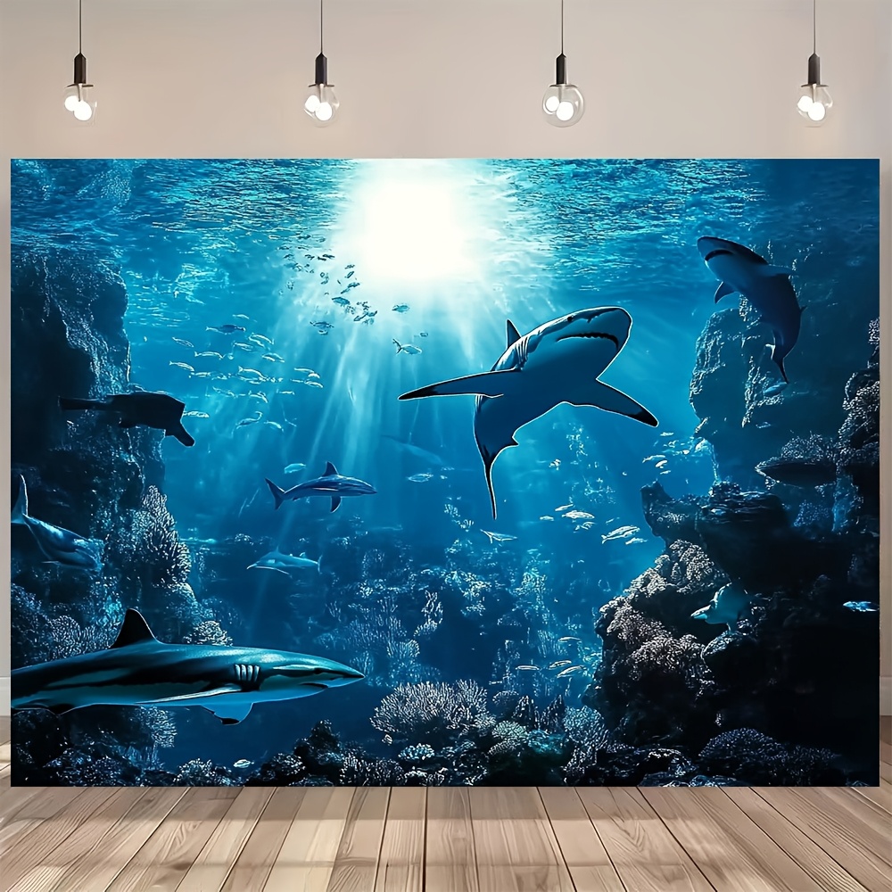 Aquarium Marine Blue - Majestosa Tappezzeria da Parete con Squalo