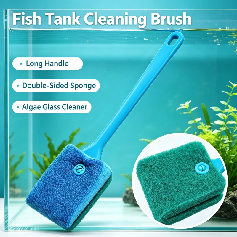 Marine Aquarium Glass Scraper - Spazzola per Acquario con Manico Lungo,